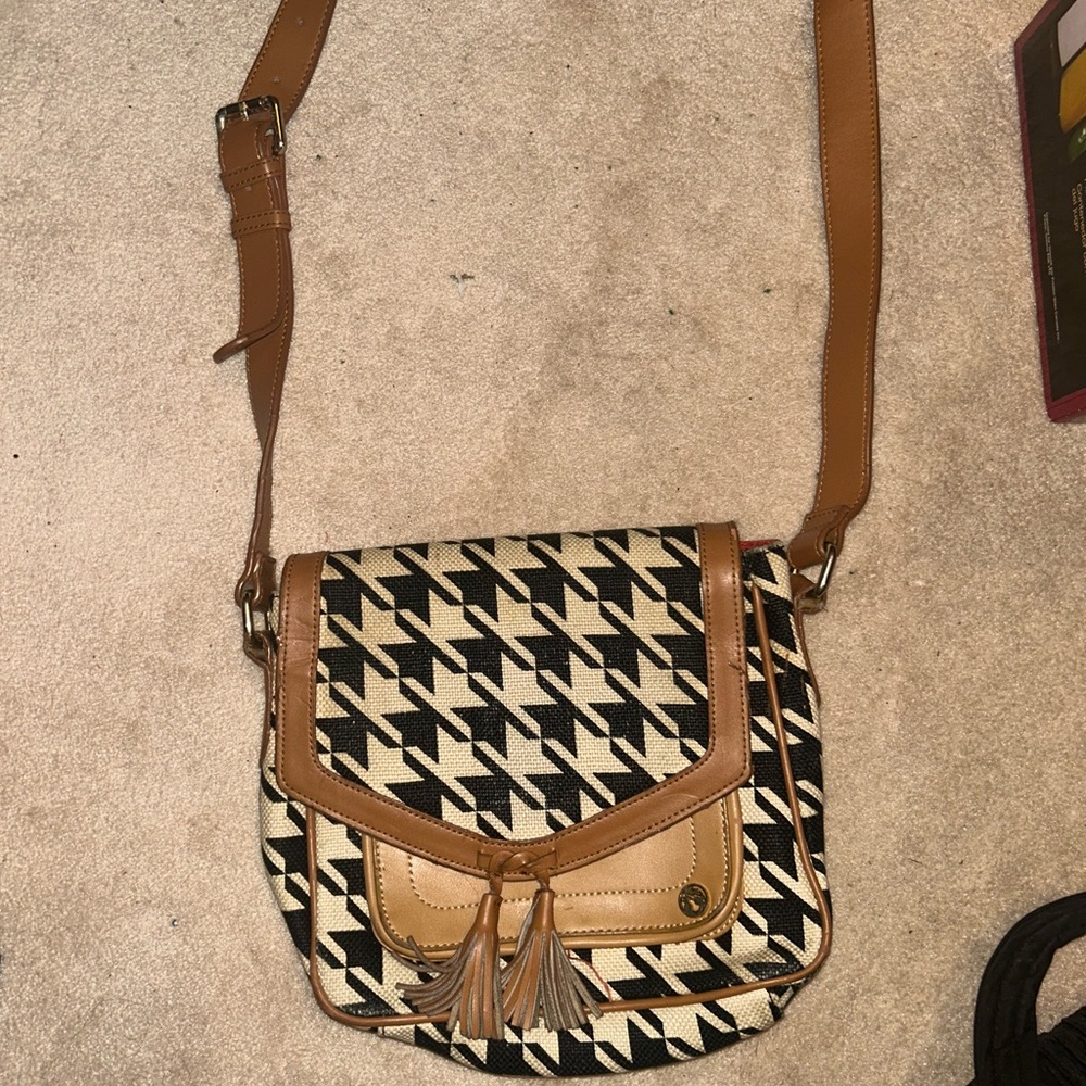Stylish Spartina Tan and Black Houndstooth Women's Bag